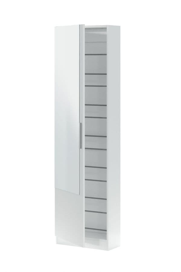 Swift Artic White Tall Shoe Cabinet 1 Mirrored Door 14-16 Pairs - 007864A