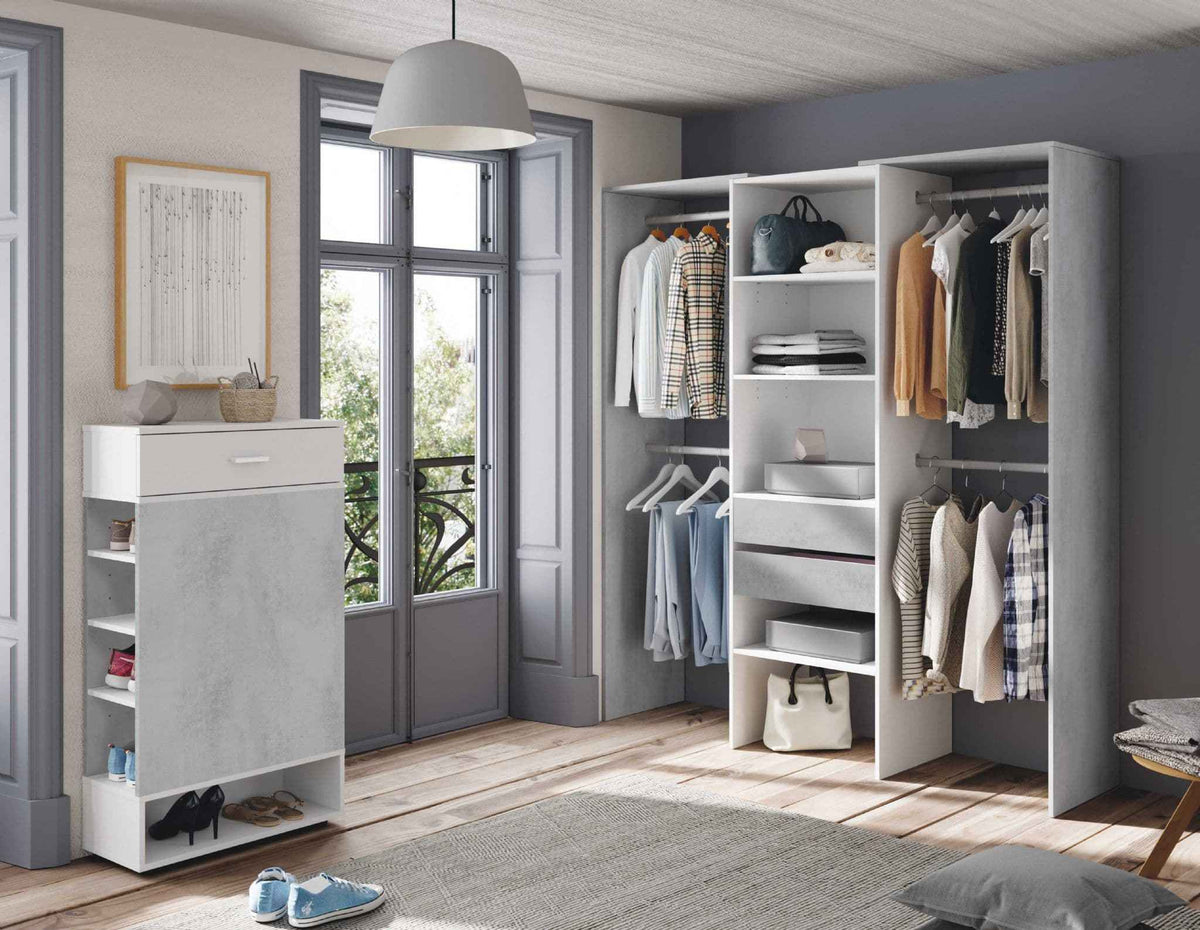 Flow Open Door Wardrobe in Ash Grey and White 0L8552A