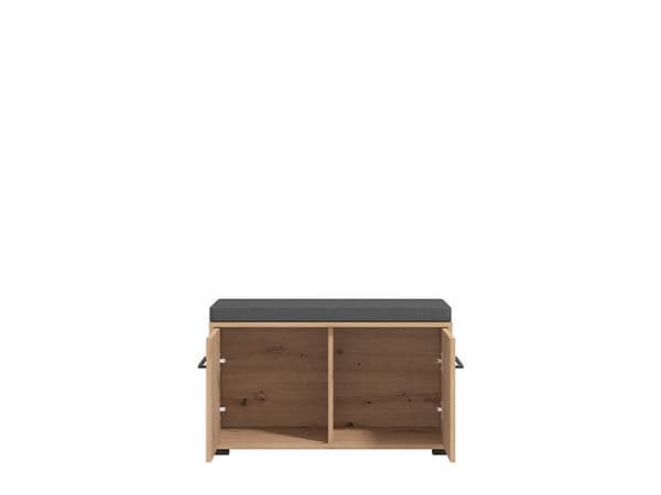 Lantier Slatted Artisan Oak Effect 2 Door Compact Hallway Shoe Storage Bench - 11013432