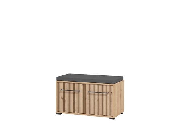 Lantier Slatted Artisan Oak Effect 2 Door Compact Hallway Shoe Storage Bench - 11013432