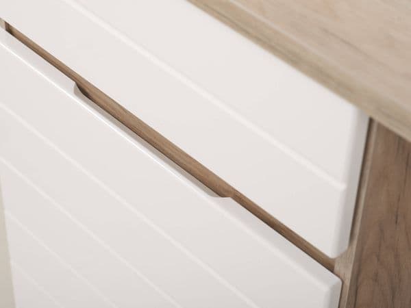 Verona Oak and White Gloss Desk With Drawer and Cupboard- 11008650