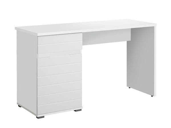Havana White Gloss Computer Desk With Drawer and Cupboard - 11011771