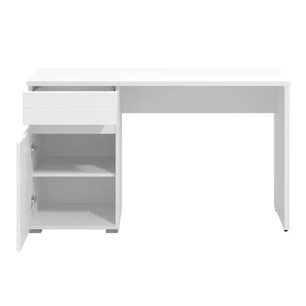 Havana White Gloss Computer Desk With Drawer and Cupboard - 11011771