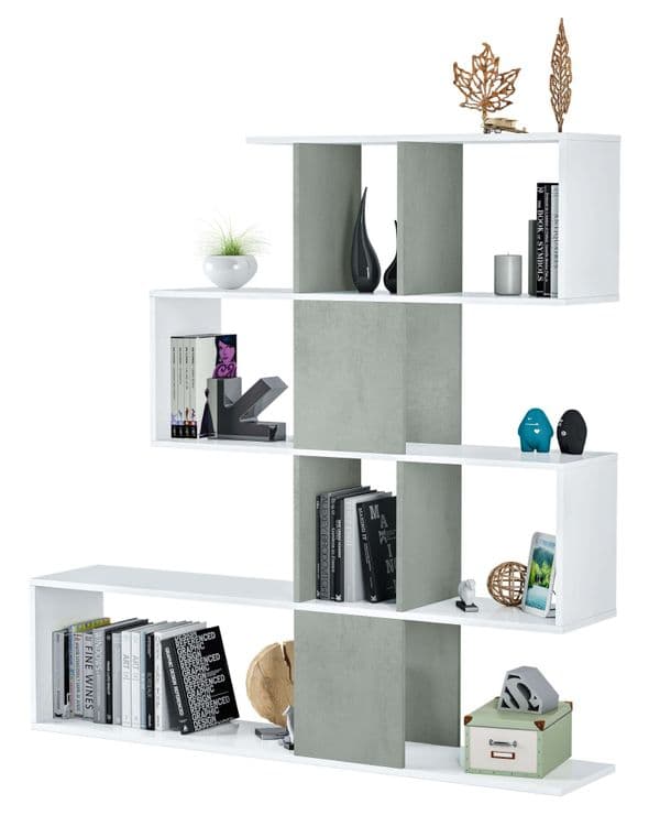Nahlia Zig Zag Bookcase Grey and White - 0L2251A