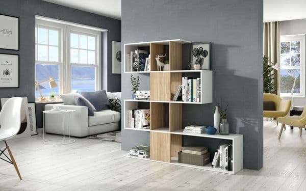 Nahlia Large Bookcase Oak Effect and White- 0F2251A