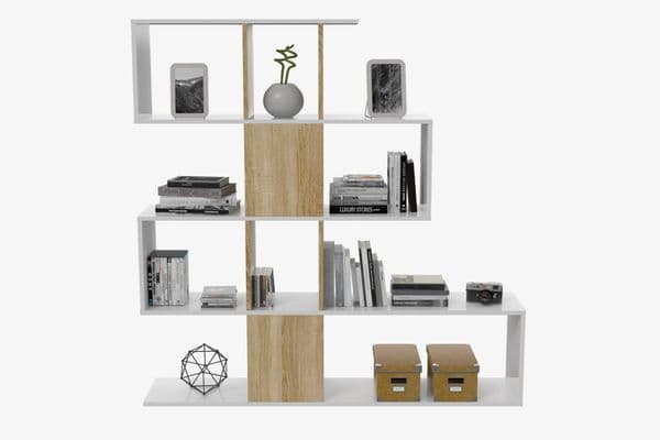 Nahlia Large Bookcase Oak Effect and White- 0F2251A