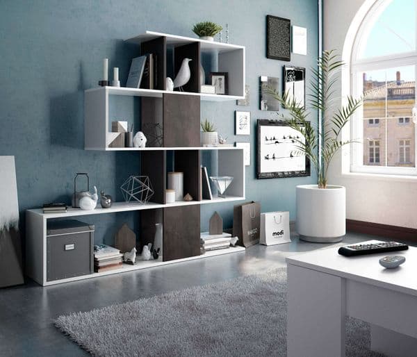 Nahlia large Zig Zag Bookcase Oxide Dark Brown and Artic White- 1X2251A