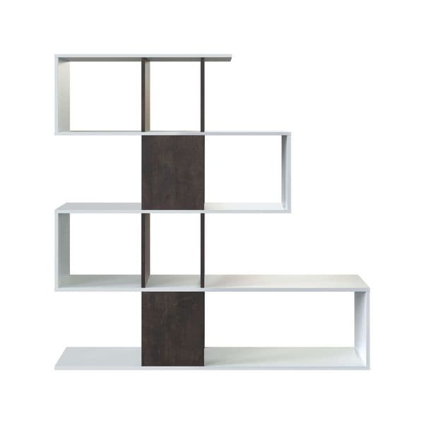 Nahlia large Zig Zag Bookcase Oxide Dark Brown and Artic White- 1X2251A