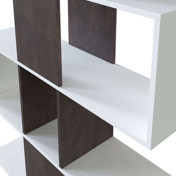 Nahlia large Zig Zag Bookcase Oxide Dark Brown and Artic White- 1X2251A