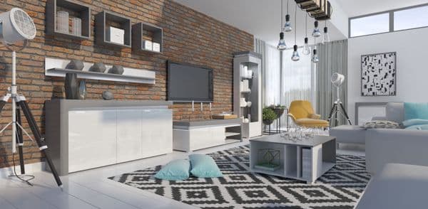 Serava Large Modern Grey and White 3 Door Sideboard With Lights - WHK-1 - N13