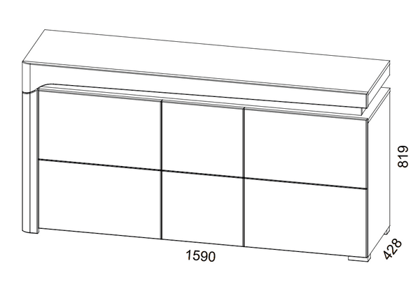 Serava Large Modern Grey and White 3 Door Sideboard With Lights - WHK-1 - N13
