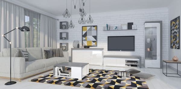 Serava Large Modern Grey and White 3 Door Sideboard With Lights - WHK-1 - N13