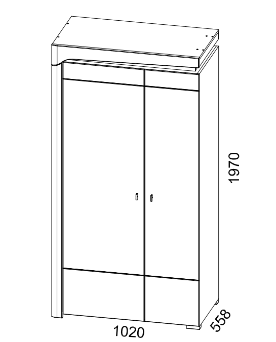 Serava White High Gloss And Grey 2 Door Wardrobe With Shelves and LED Lights - WHS2-NE013
