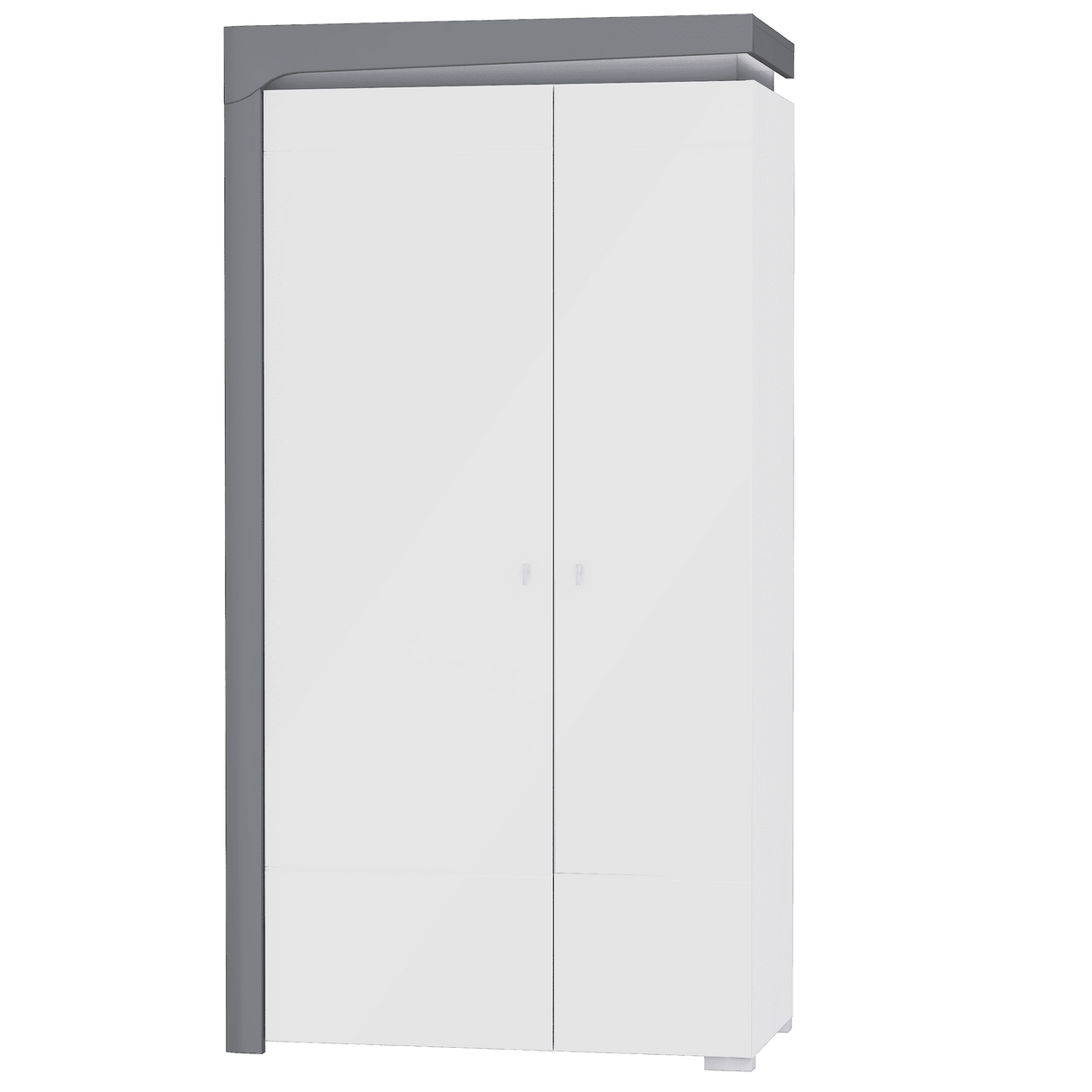 Serava White High Gloss And Grey 2 Door Wardrobe With Shelves and LED Lights - WHS2-NE013