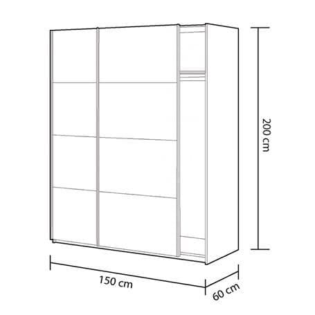 Lina White and Concrete Grey Effect Sliding 2 Door Wardrobe 150cm Wide - ARM154A