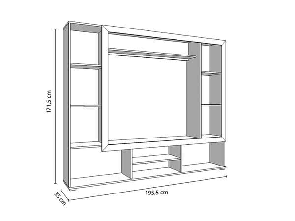 Ferrara Entertaiment Unit Wall TV Cabinet in Grey Oak and Black Wodd Effect -11008352