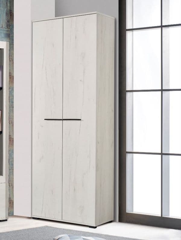 Ferrara 2 Door Slim Narrow Compact Wardrobe in Modern White Oak- 11008355