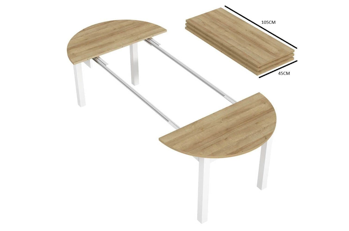 Laurent White and Oak Effect Round Extending Dining Table - SZY-INDS2OAK