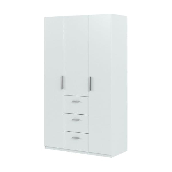 Sterling Artic White Small Narrow 3 Door 3 Drawer Space-Saving Wardrobe 117cm Wide - WRD353BO