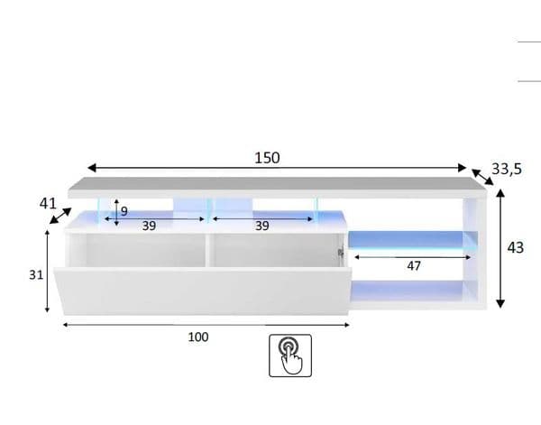 Illumin White Soft Gloss TV Cabinet Entertainment Unit 026630BO