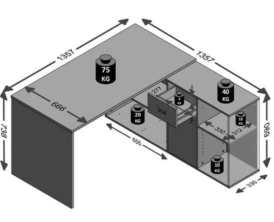 Vela White and Concrete Grey Flexi Corner Office Desk 353-001 Conwht