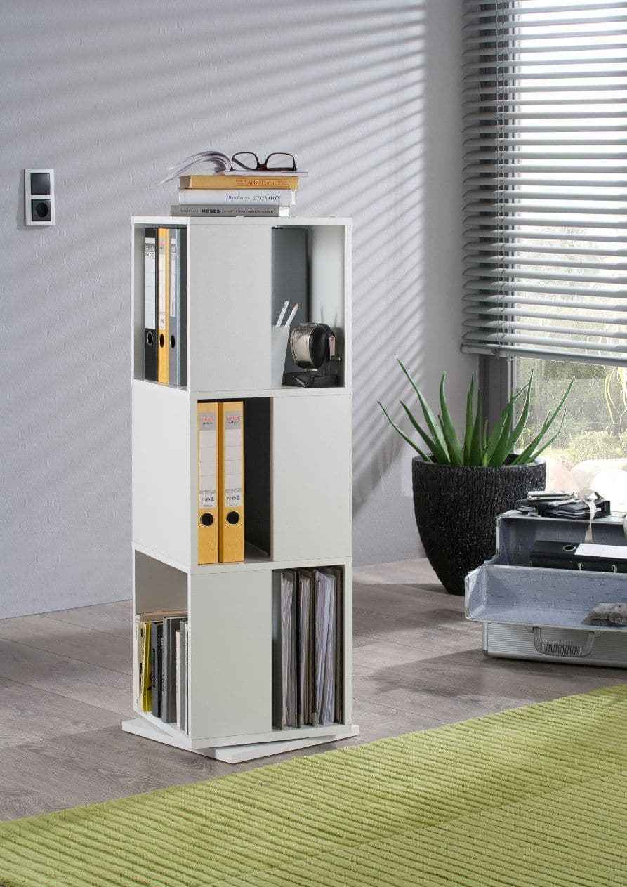 Arabella White Effect Tall Revolving Filling Tower Boookcase Cabinet 291001white