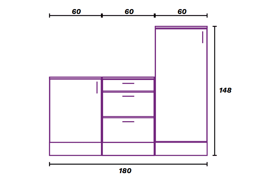 Magna White Gloss Modular 180cm Full Flat Pack Kitchen Units Set With Worktops Included - Option 6