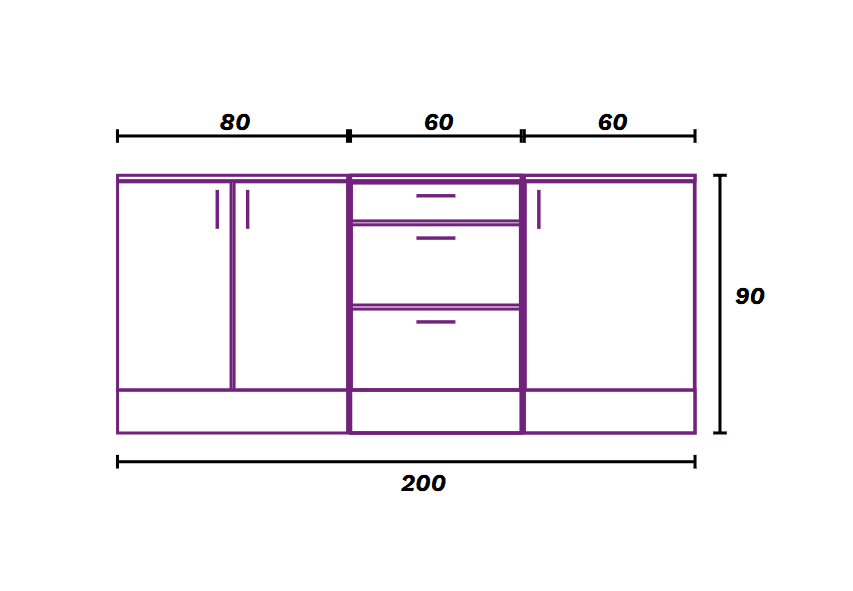 Magna White Gloss Modular 200cm Full Flat Pack Kitchen Units Set Worktops Included - Option 5