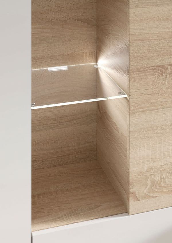 Marzia White Gloss and Oak Large TV Entertainment Wall Unit - 016642F