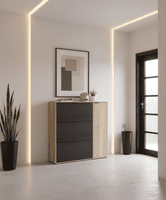 Marko Classy Oak Effect And Oxido Dark Brown Shoe Cabinet with 4 Doors - 0X7818F
