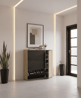 Marko Classy Oak Effect And Oxido Dark Brown Shoe Cabinet with 4 Doors - 0X7818F