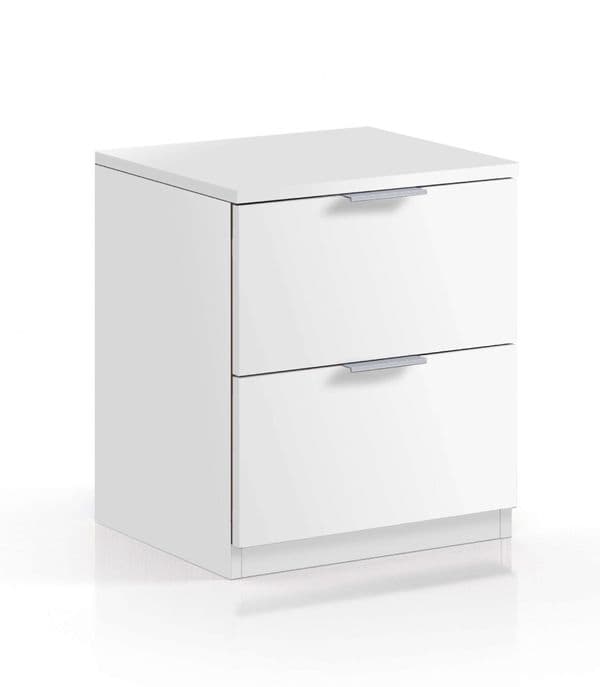 Alexa Artic white 2 Drawer Bedside Cabinet- LC7823O