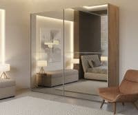 Montclair 240cm Full Mirrored Extra Large Sliding Door Wardrobe Oak Effect P8DSMLBL