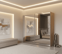 Montclair 240cm Full Mirrored Extra Large Sliding Door Wardrobe Oak Effect P8DSMLBL