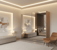Montclair 240cm Full Mirrored Extra Large Sliding Door Wardrobe Oak Effect P8DSMLBL