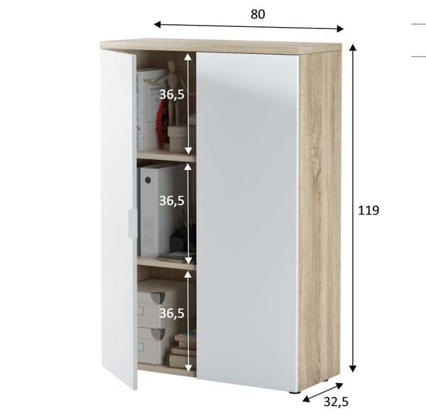 Princela White and Oak Storage Cupboard- 0F5655A