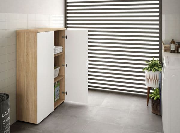 Princela White and Oak Storage Cupboard- 0F5655A