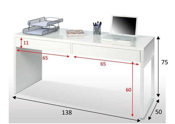 Dray Large White Computer Desk - 002315A