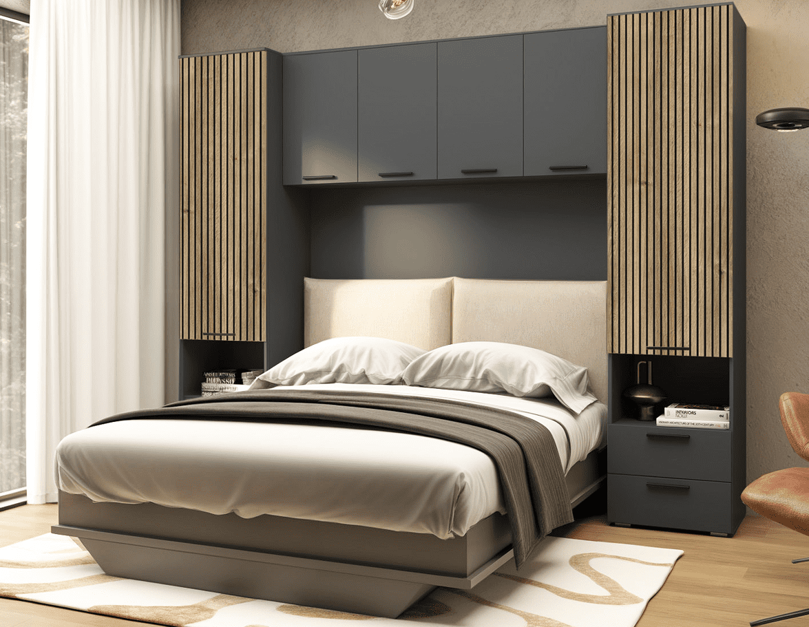 Miracle Overbed Unit in Grey & Rustic Oak