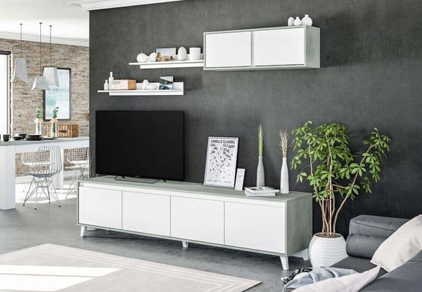 Dune Grey and White Large Entertainment Unit For TV upto 77"- 016684L
