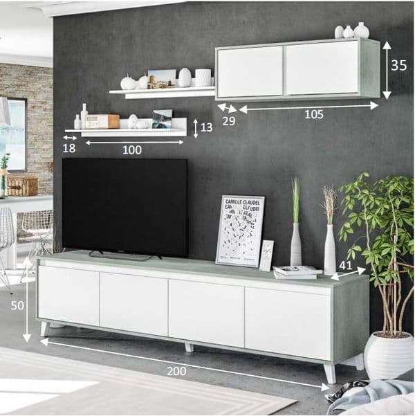 Dune Grey and White Large Entertainment Unit For TV upto 77"- 016684L
