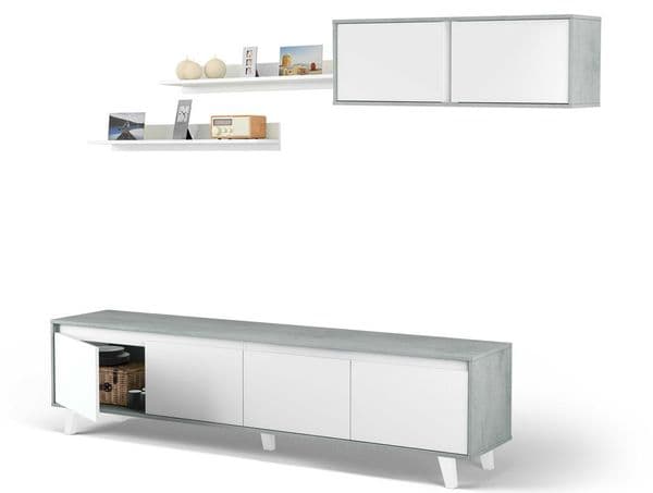 Dune Grey and White Large Entertainment Unit For TV upto 77"- 016684L