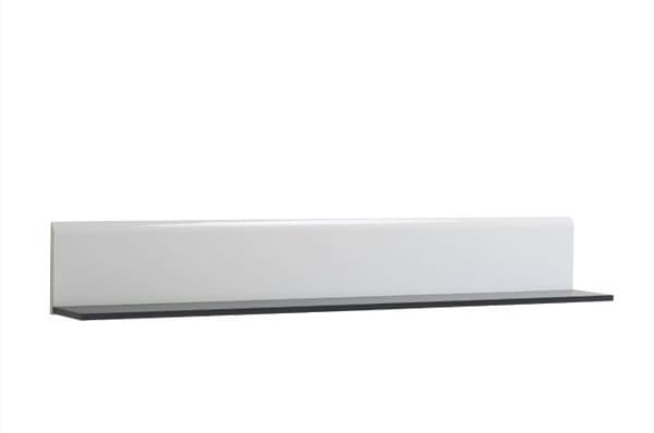 Reneese Floating Shelf White Gloss and Black Lounge Wall Shelving- 11008857