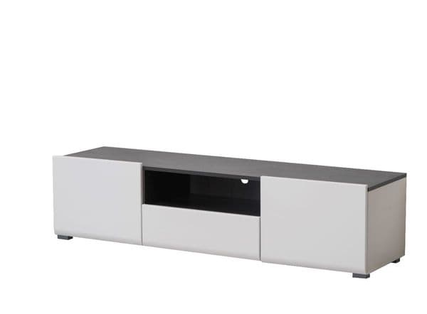 Reneese TV Cabinet in White Gloss and Black Entertainment Unit for TV up to 65 inch - 11008816