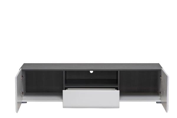 Reneese TV Cabinet in White Gloss and Black Entertainment Unit for TV up to 65 inch - 11008816