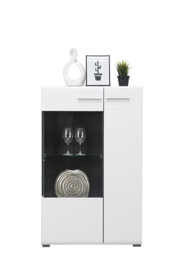 Reneese White Gloss and Black Short Display Cabinet- 11008845