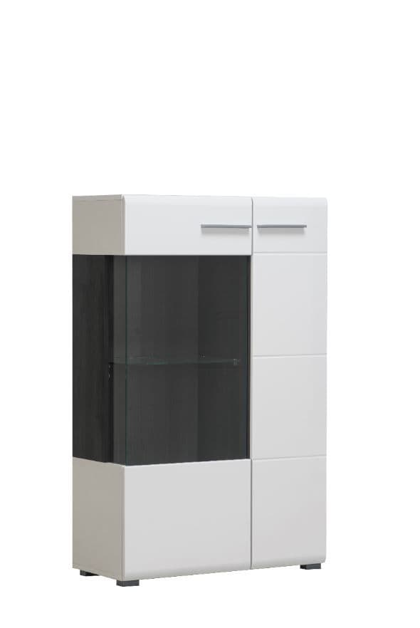Reneese White Gloss and Black Short Display Cabinet- 11008845