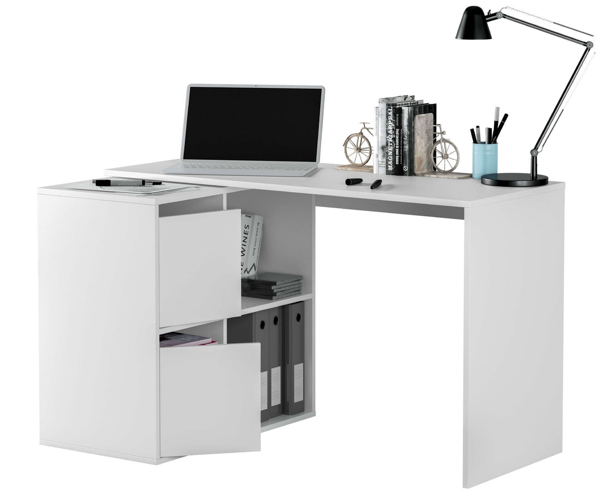 Morpha White Flexi Corner Desk with Storage