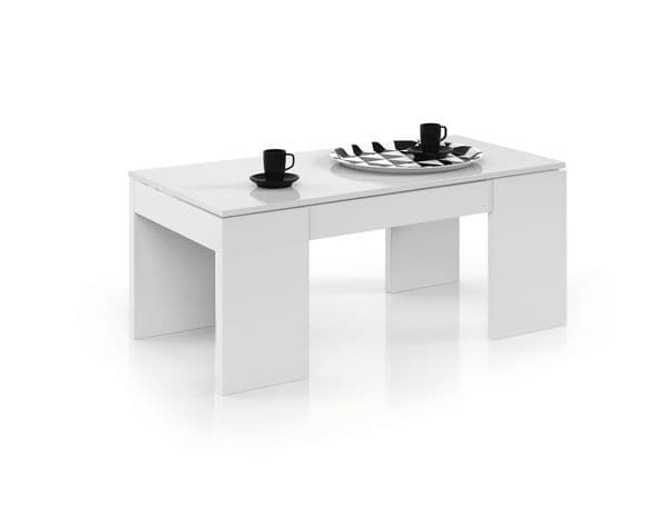 Kuba White Soft Gloss Coffee Table with Lift-up Storage-01637BO