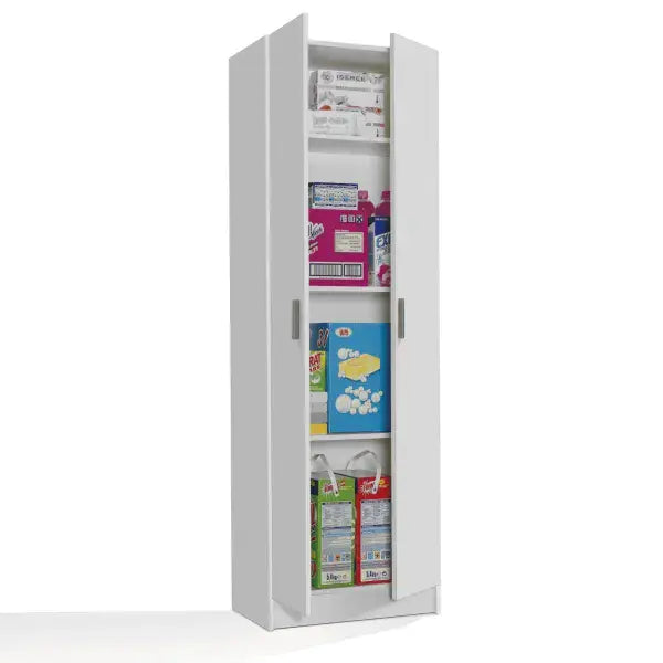 Multi Tall Arctic White 2 Door Universal Storage Utility Cupboard - 007144O